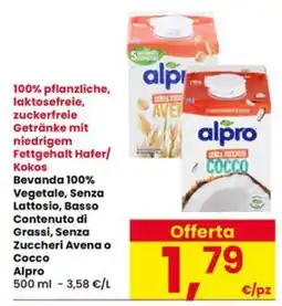 Interspar Bevanda 100% Vegetale, Senza Lattosio, Basso Contenuto di Grassi, Senza Zuccheri Avena o Cocco Alpro offerta