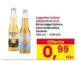 Interspar Birra Lager Extra o Cero analcolica Corona offerta