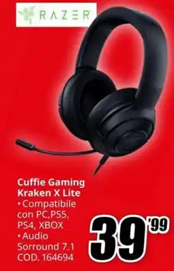 MediaWorld Razer Cuffie Gaming Kraken X Lite offerta