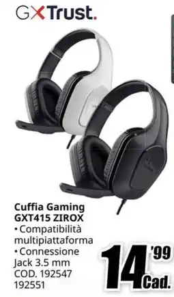 MediaWorld Cuffia Gaming GXT415 ZIROX offerta