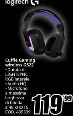 MediaWorld Logitech Cuffie Gaming wireless G522 offerta