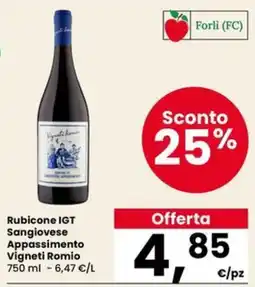Eurospar Rubicone IGT Sangiovese Appassimento Vigneti Romio offerta