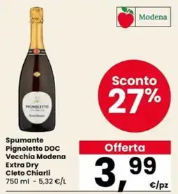 Eurospar Spumante Pignoletto DOC Vecchia Modena Extra Dry Cleto Chiarli offerta