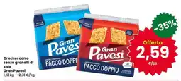 Eurospar Cracker con o senza granelli di sale Gran Pavesi offerta