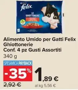 Carrefour Express Alimento Umidoper Gatti Felix Ghiottonerie offerta