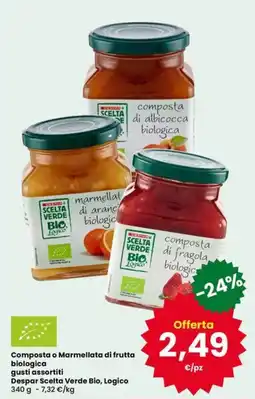 Eurospar Composta o Marmellata di frutta biologica gusti assortiti Despar Scelta Verde Bio, Logico offerta