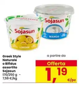 Eurospar Greek Style Naturale o Bifidus Sojasun offerta
