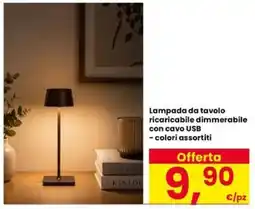 Eurospar Lampada da tavolo ricaricabile dimmerabile con cavo USB offerta