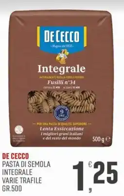 Marketpiù De Cecco pasta di semola integrale varie trafile offerta