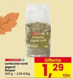 Eurospar Lenticchie verdi giganti Despar offerta