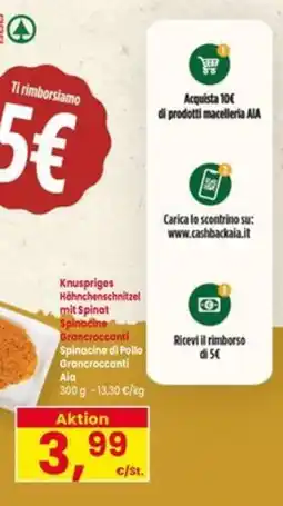 Interspar Knuspriges Hähnchenschnitzel mit Spinat Spinacino Grancrocanti offerta