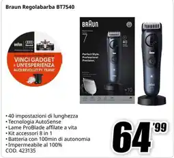 MediaWorld Braun Regolabarba BT7540 offerta