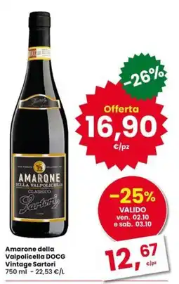 Eurospar Amarone della Valpolicella DOCG Vintage Sartori offerta
