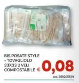 Vivo Supermercati Bis posate style + tovagliolo compostabile offerta