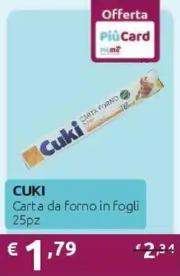 PiùMe Cuki carta da forno in fogli offerta