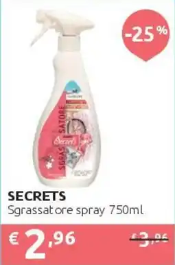 PiùMe Secrets sgrassatore spray offerta