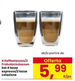 Interspar 4 Kaffeetassen/2 Frühstückstassen offerta