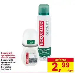 Interspar Deodoranti spray e roll on assortiti Borotalco offerta