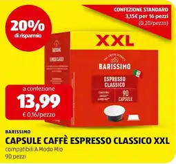 ALDI Capsule caffè espresso classico XXL Barissimo offerta