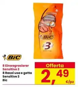Interspar 8 Rasoi usa e getta Sensitive 3 Bic offerta