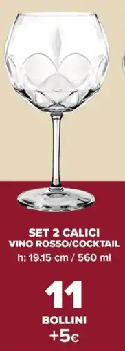 Carrefour Express Set 2 calici vino rosso/cocktail offerta