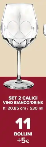Carrefour Express Set 2 calici vino bianco/drink offerta