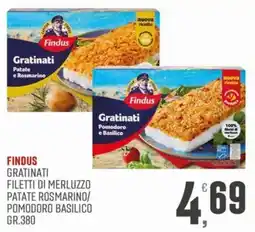 Marketpiù Findus Gratinati Filetti di Merluzzo Patate Rosmarino/Pomodoro Basilico offerta