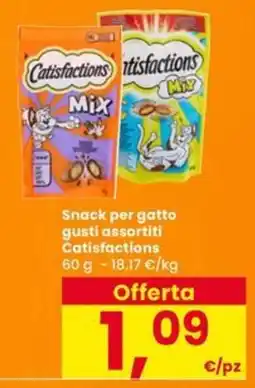 Eurospar Snack per gatto gusti assortiti Catisfactions offerta