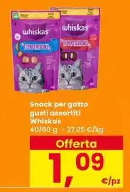 Eurospar Snack per gatto gusti assortiti Whiskas offerta