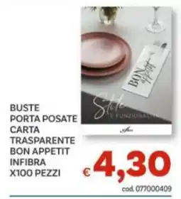 Vivo Supermercati Buste porta posate carta trasparente bon appetit infibra offerta
