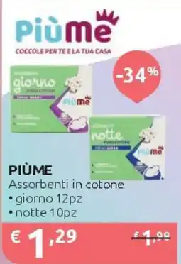 PiùMe Piùme Assorbenti in cotone offerta