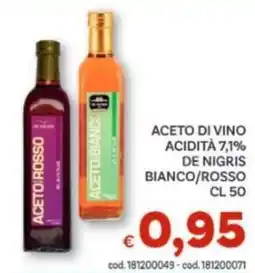 Vivo Supermercati Aceto di vino bianco/rosso de nigris offerta