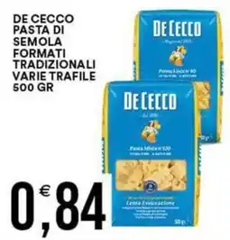 Vantaggio Cash&Carry De Cecco pasta di semola formati tradizionali varie trafile offerta