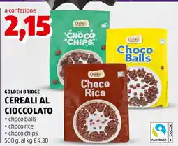 ALDI Golden Bridge cereali al cioccolato offerta