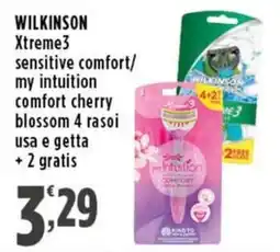 Rossotono Carrefour Wilkinson Xtreme3 sensitive comfort my intuition comfort cherry blossom offerta