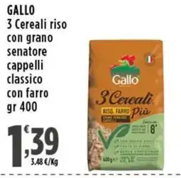 Rossotono Carrefour Gallo 3 Cereali riso con grano senatore cappelli classico con farro offerta