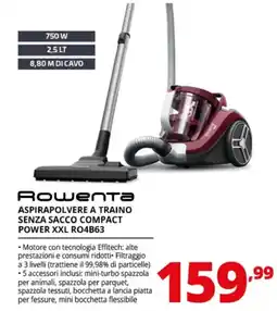 Comet Rowenta aspirapolvere a traino senza sacco compact power xxl ro4b63 offerta