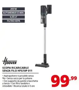 Comet Hoover Scopa Ricaricabile Senza Filo HFG10P 011 offerta