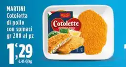 Rossotono Carrefour Martini Cotoletta di pollo con spinaci offerta