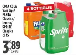 Rossotono Carrefour Coca Cola vari tipi Fanta classica lemon Sprite classica offerta