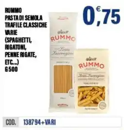 Adhoc Rummo pasta di semola trafilate classiche varie offerta