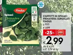 Bennet Ciuffetti di spinaci primavera surgelati Findus offerta