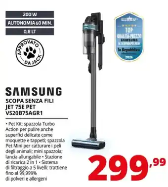 Samsung scopa senza fili jet 75e pet