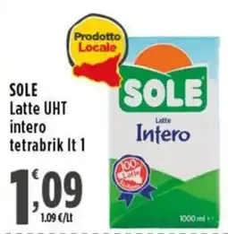 Rossotono Carrefour Sole latte UHT intero offerta