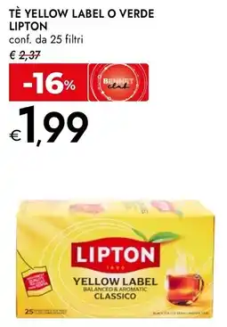 Bennet Tè Yellow Label o Verde Lipton offerta