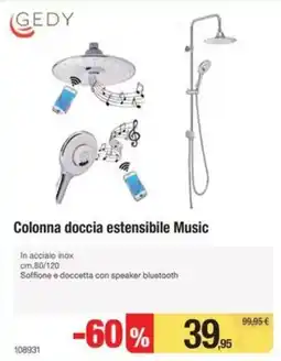 Handy fai da te Colonna doccia estensibile Music Gedy offerta