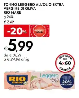 Bennet Tonno leggero all'olio extra vergine di oliva Rio Mare offerta