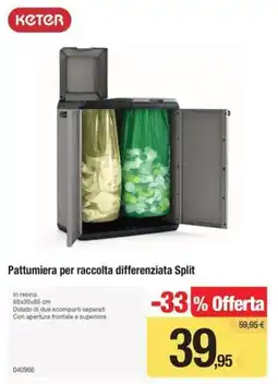 Handy fai da te Pattumiera per raccolta differenziata Split Keter offerta