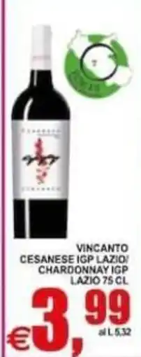 Pewex Vincanto Cesanese IGP Lazio! Chardonnay IGP Lazio offerta