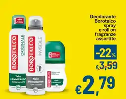 Qui Discount Deodorante Borotalco spray e roll on fragranze assortite offerta